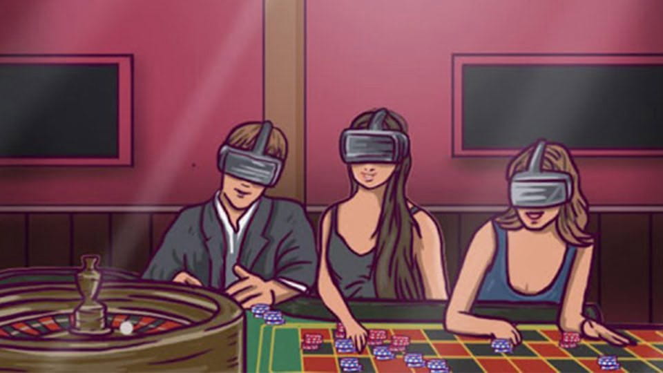 People around a Roulette Table wearing VR glasses
