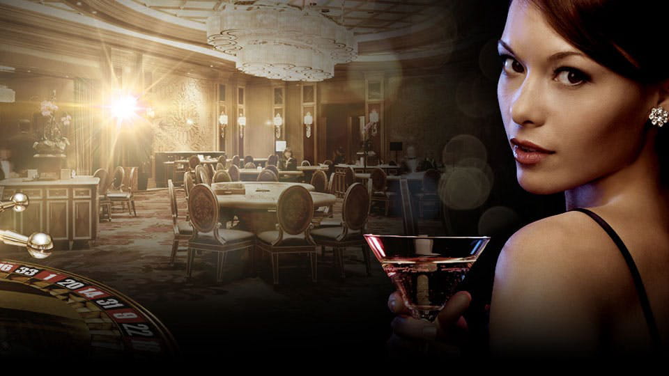 VIP Casino Lounge with a girl holding a martini glass